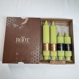 Root Premium Collenette Candles Set of 4 USA Made 2 x 7"  2 x 5" Beeswax  Willow